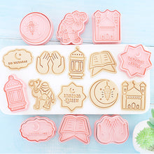 Load image into Gallery viewer, 8Pcs Eid Mubarak Cookie Cutters Set Islamic Muslim Biscuit Mold Moon Star Stamp DIY Cake Baking Tools Ramadan Decoration