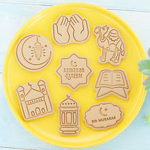 Load image into Gallery viewer, 8Pcs Eid Mubarak Cookie Cutters Set Islamic Muslim Biscuit Mold Moon Star Stamp DIY Cake Baking Tools Ramadan Decoration
