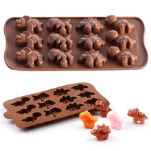 Load image into Gallery viewer, 12Cells Dinosaur Silicone Mold DIY Chocolate Cake Mold Baking Tray Dessert Pastry Cake Decorating Tools Ice Cube Mould