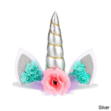 Load image into Gallery viewer, Unicorn Horn Birthday Cake Topper Happy Birthday Cake Decoration Ornament Kids Girls Cake Sequin Accessories Party Decoration Supplies