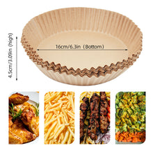 Load image into Gallery viewer, 50pcs 16cm Air Fryer Disposable Baking Papers 3-6L Air Fryer Liners Non-Stick Steamer Round Oil Paper Liners Kitchen Accessories