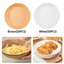 Load image into Gallery viewer, 50pcs 16cm Air Fryer Disposable Baking Papers 3-6L Air Fryer Liners Non-Stick Steamer Round Oil Paper Liners Kitchen Accessories