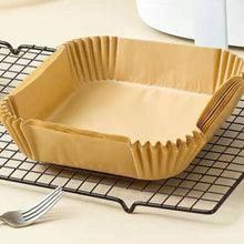 Load image into Gallery viewer, 50pcs Square Air Fryer Disposable Baking Papers 6-8L Air Fryer Liners Non-Stick Steamer Round Oil Paper Liners Kitchen Accessories
