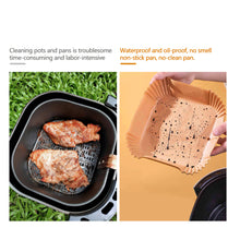 Load image into Gallery viewer, 50pcs Square Air Fryer Disposable Baking Papers 6-8L Air Fryer Liners Non-Stick Steamer Round Oil Paper Liners Kitchen Accessories