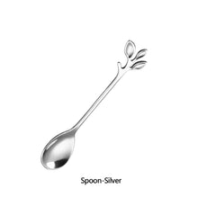Load image into Gallery viewer, Stainless Steel Coffee Tea Spoon Dessert Cake Fork Leave Mixing Spoon Fruit Fork Wedding Party Home Kitchen Spoons