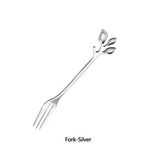 Load image into Gallery viewer, Stainless Steel Coffee Tea Spoon Dessert Cake Fork Leave Mixing Spoon Fruit Fork Wedding Party Home Kitchen Spoons
