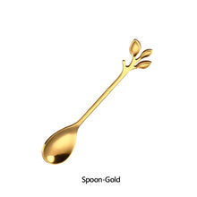 Load image into Gallery viewer, Stainless Steel Coffee Tea Spoon Dessert Cake Fork Leave Mixing Spoon Fruit Fork Wedding Party Home Kitchen Spoons