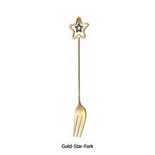 Load image into Gallery viewer, 304 Stainless Steel Coffee Tea Spoon Dessert Cake Fork Korean Style Heart Star Pendant Coffee Milk Mixing Spoon Fruit Fork Tableware