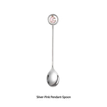 Load image into Gallery viewer, 304 Stainless Steel Coffee Tea Spoon Dessert Cake Fork Moon Star Pendant Coffee Milk Mixing Spoon Fruit Fork Tableware