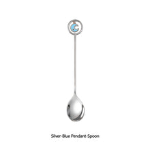 Load image into Gallery viewer, 304 Stainless Steel Coffee Tea Spoon Dessert Cake Fork Moon Star Pendant Coffee Milk Mixing Spoon Fruit Fork Tableware