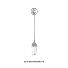 Load image into Gallery viewer, 304 Stainless Steel Coffee Tea Spoon Dessert Cake Fork Moon Star Pendant Coffee Milk Mixing Spoon Fruit Fork Tableware
