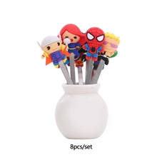Load image into Gallery viewer, 8pcs/set Mini Stainless Steel Hero Fruit Fork Kids Cute Cartoon Hero Dessert Forks Children Lunch Dessert Fruit Decoration Forks
