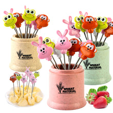 Load image into Gallery viewer, 8pcs/set Stainless Fruit Fork Bucket Cute Animal Shape Dessert Forks Snack Food Picks Salad Vegetable Kids Lunch Accessories