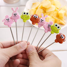 Load image into Gallery viewer, 8pcs/set Stainless Fruit Fork Bucket Cute Animal Shape Dessert Forks Snack Food Picks Salad Vegetable Kids Lunch Accessories