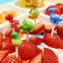 Load image into Gallery viewer, 6pcs/set Cute Dinosaur Fruit Fork Kids Snack Dessert Decoration Forks Toothpick Lunch Salad Decoration Accessories Cake Picks