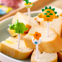 Load image into Gallery viewer, 6pcs/set Cute Dinosaur Fruit Fork Kids Snack Dessert Decoration Forks Toothpick Lunch Salad Decoration Accessories Cake Picks