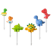 Load image into Gallery viewer, 6pcs/set Cute Dinosaur Fruit Fork Kids Snack Dessert Decoration Forks Toothpick Lunch Salad Decoration Accessories Cake Picks