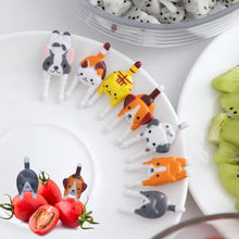 Load image into Gallery viewer, 6pcs/set Cute Cat Dog Fruit Fork Kids Snack Dessert Decoration Forks Toothpick Lunch Salad Decoration Accessories Cake Picks