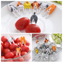 Load image into Gallery viewer, 6pcs/set Cute Cat Dog Fruit Fork Kids Snack Dessert Decoration Forks Toothpick Lunch Salad Decoration Accessories Cake Picks