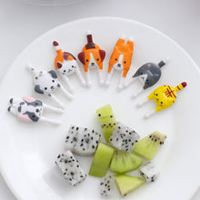 Load image into Gallery viewer, 6pcs/set Cute Cat Dog Fruit Fork Kids Snack Dessert Decoration Forks Toothpick Lunch Salad Decoration Accessories Cake Picks