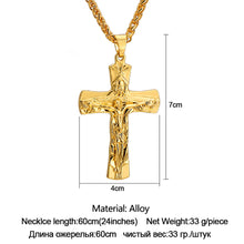 Load image into Gallery viewer, Hip Hop Unisex Gold Color Cross Jesus Pendant Necklace For Women Men Jewelry Gifts