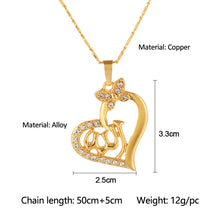 Load image into Gallery viewer, Gold Color Arabic Women Heart Shape Pendant Necklace for Muslim Islamic God Allah Charm Ramadan Jewelry Gift