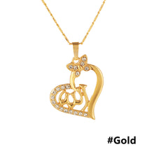 Load image into Gallery viewer, Gold Color Arabic Women Heart Shape Pendant Necklace for Muslim Islamic God Allah Charm Ramadan Jewelry Gift