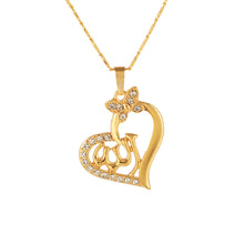 Load image into Gallery viewer, Gold Color Arabic Women Heart Shape Pendant Necklace for Muslim Islamic God Allah Charm Ramadan Jewelry Gift