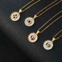 Load image into Gallery viewer, Women Girls Initial Letter Necklace Copper Zircon 26 Letters Pendant Necklace Jewelry Gift