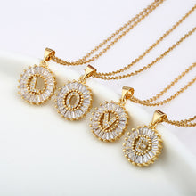 Load image into Gallery viewer, Women Girls Initial Letter Necklace Copper Zircon 26 Letters Pendant Necklace Jewelry Gift