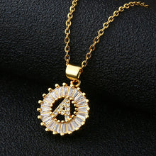 Load image into Gallery viewer, Women Girls Initial Letter Necklace Copper Zircon 26 Letters Pendant Necklace Jewelry Gift