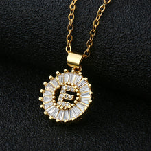 Load image into Gallery viewer, Women Girls Initial Letter Necklace Copper Zircon 26 Letters Pendant Necklace Jewelry Gift