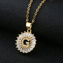 Load image into Gallery viewer, Women Girls Initial Letter Necklace Copper Zircon 26 Letters Pendant Necklace Jewelry Gift