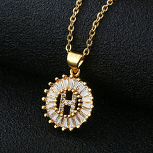 Load image into Gallery viewer, Women Girls Initial Letter Necklace Copper Zircon 26 Letters Pendant Necklace Jewelry Gift