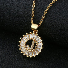 Load image into Gallery viewer, Women Girls Initial Letter Necklace Copper Zircon 26 Letters Pendant Necklace Jewelry Gift