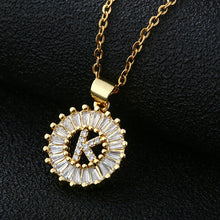 Load image into Gallery viewer, Women Girls Initial Letter Necklace Copper Zircon 26 Letters Pendant Necklace Jewelry Gift