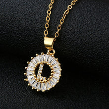 Load image into Gallery viewer, Women Girls Initial Letter Necklace Copper Zircon 26 Letters Pendant Necklace Jewelry Gift