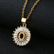 Load image into Gallery viewer, Women Girls Initial Letter Necklace Copper Zircon 26 Letters Pendant Necklace Jewelry Gift