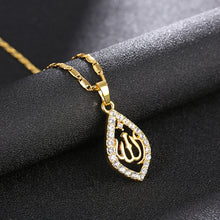 Load image into Gallery viewer, Gold Color Allah Water Droplets Pendant Necklace for Women Muslim Islamic God Allah Charm Ramadan Jewelry Gift