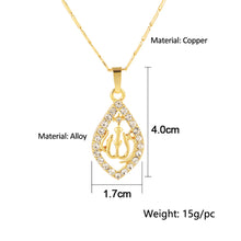 Load image into Gallery viewer, Gold Color Allah Water Droplets Pendant Necklace for Women Muslim Islamic God Allah Charm Ramadan Jewelry Gift