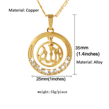 Load image into Gallery viewer, Fashion Gold Color Islamic God Allah Pendant Necklace Muslim Women Charm Jewelry