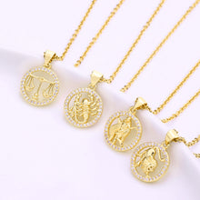 Load image into Gallery viewer, Gold Color Copper Micro Inlay Zircon 12 Constellations Pendant Necklace For Women Fashion Party Jewelry