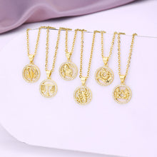 Load image into Gallery viewer, Gold Color Copper Micro Inlay Zircon 12 Constellations Pendant Necklace For Women Fashion Party Jewelry
