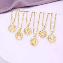 Load image into Gallery viewer, Gold Color Copper Micro Inlay Zircon 12 Constellations Pendant Necklace For Women Fashion Party Jewelry