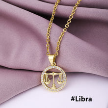 Load image into Gallery viewer, Gold Color Copper Micro Inlay Zircon 12 Constellations Pendant Necklace For Women Fashion Party Jewelry