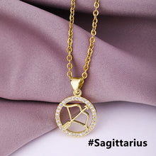 Load image into Gallery viewer, Gold Color Copper Micro Inlay Zircon 12 Constellations Pendant Necklace For Women Fashion Party Jewelry