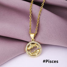 Load image into Gallery viewer, Gold Color Copper Micro Inlay Zircon 12 Constellations Pendant Necklace For Women Fashion Party Jewelry