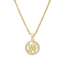 Load image into Gallery viewer, Gold Color Copper Micro Inlay Zircon 12 Constellations Pendant Necklace For Women Fashion Party Jewelry