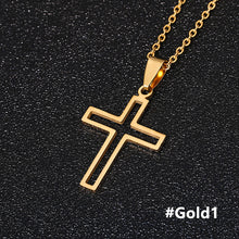 Load image into Gallery viewer, Fashion Gold Color Stainless Steel Cross Pendant Necklace For Women Men Couple Party Jewelry Gifts