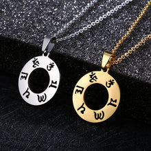 Load image into Gallery viewer, Stainless Steel The Six-word Admonition Om Mani Padme Hum Round Pendant Necklace For Men Women Jewelry Gift